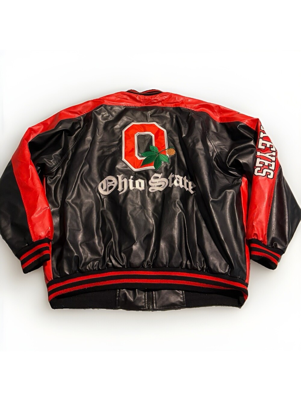 Steve & Barry's Ohio State Buckeyes Jacket XL BlackFaux Leather Vintage NCAA Big
